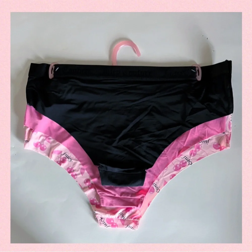 JUICY COUTURE 3pk Seamless No show Panties With Logo Cherry Pink Black LARGE - Picture 3 of 11